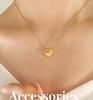 Qiong Yao 18K Gold-Plated Heart Couple Necklace - Trendy Titanium Steel Clavicle Chain P051