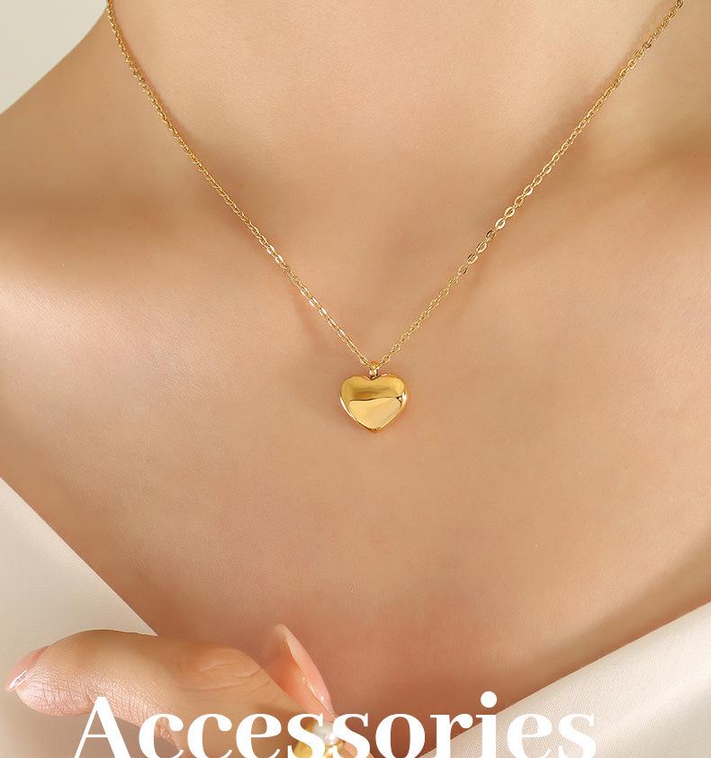 Qiong Yao 18K Gold-Plated Heart Couple Necklace - Trendy Titanium Steel Clavicle Chain P051