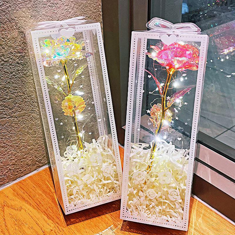 Luminous Flashing Gold Preserved Rose Bouquet – Creative Qixi Souvenir