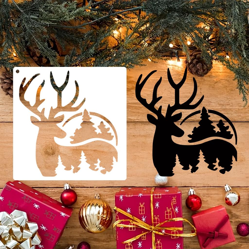 Christmas Stencils Merry Christmas Decorations for Home 2025 Navidad Natal Xmas Wall Window DIY Stencils Ornament New Year 2026