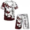 T Shirt & Shorts Sets 2piece Suit for Mens Animal Pattern Print Short Sleeve Tracksuit Leisure 3D Polyester Man's Set