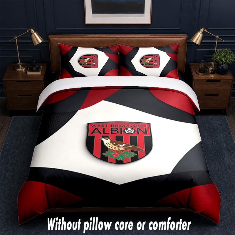 West Bromwich Albion Football Design Set Biancheria da Letto 1 Copripiumino + 2 Federe Morbido Traspirante Biancheria da Letto per la Casa