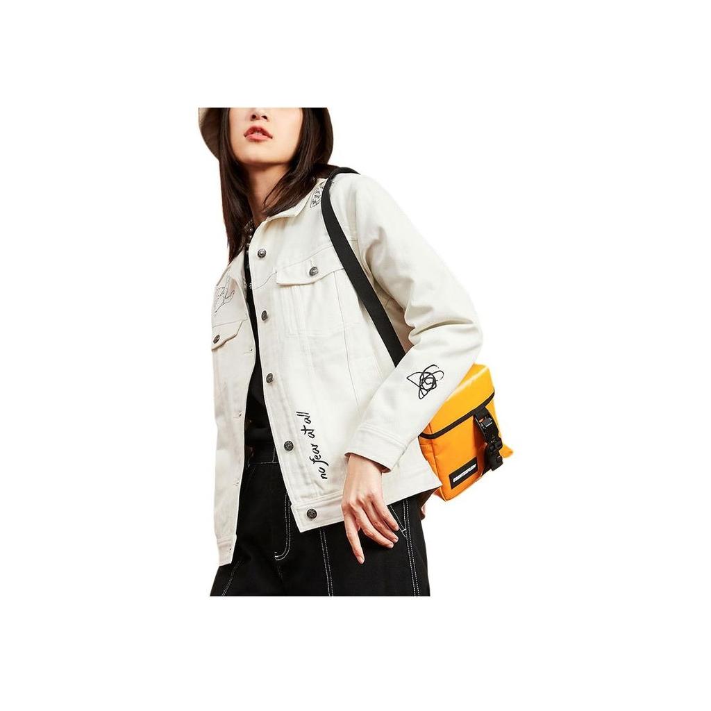 Li Ning X X-Girl Womens Domination Collaboration Solid Color Printed Single-Breasted Casual Jacket Women jackets Cloud-White AFDQ372-1