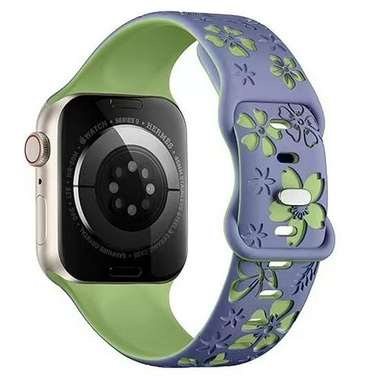 Apple iWatch 3D Carved Floral Laser-Engraved Silicone Band