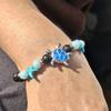Ocean Wind Luminous Sea Turtle Beaded Bracelet Volcanic Stone Starfish Embellished String Shining Colorful Light Gift