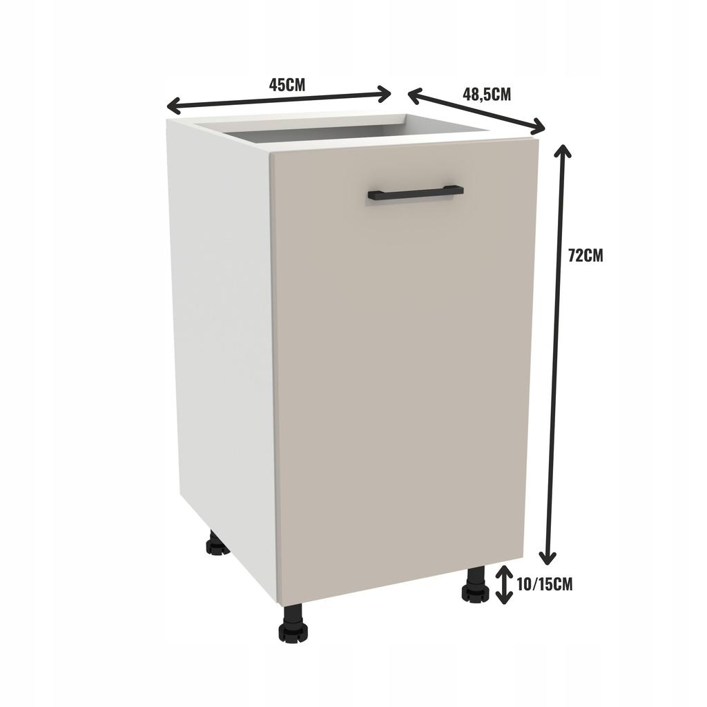 Lower Kitchen Cabinet 45 Capri Body White Front Cashmere Matte