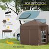 2x2m Pop-Up Gazebo, with Curtain Walls and Windows, Coffee