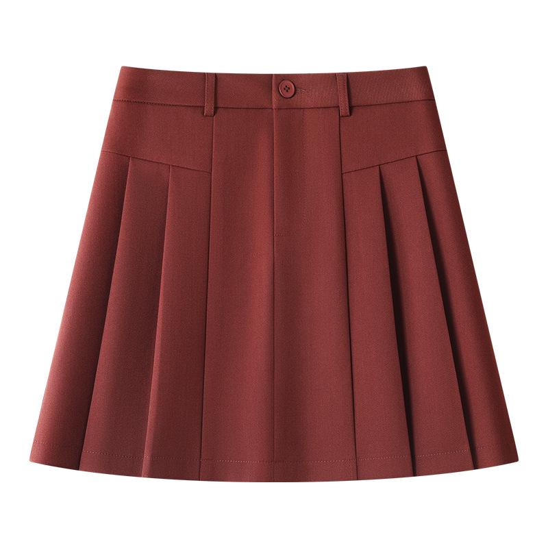 

Ankola 2025 Red High-Waisted A-Line Pleated Midi Skirt for Women - New Spring/Summer Collection X-Large