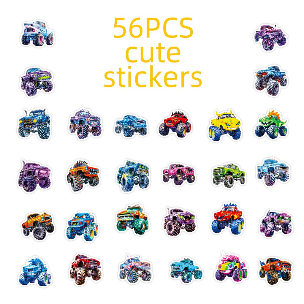 56 Wild Monster Truck Stickers Domineering Giant Tires Colorful Appearance Trendy Play Style Personality Decoration