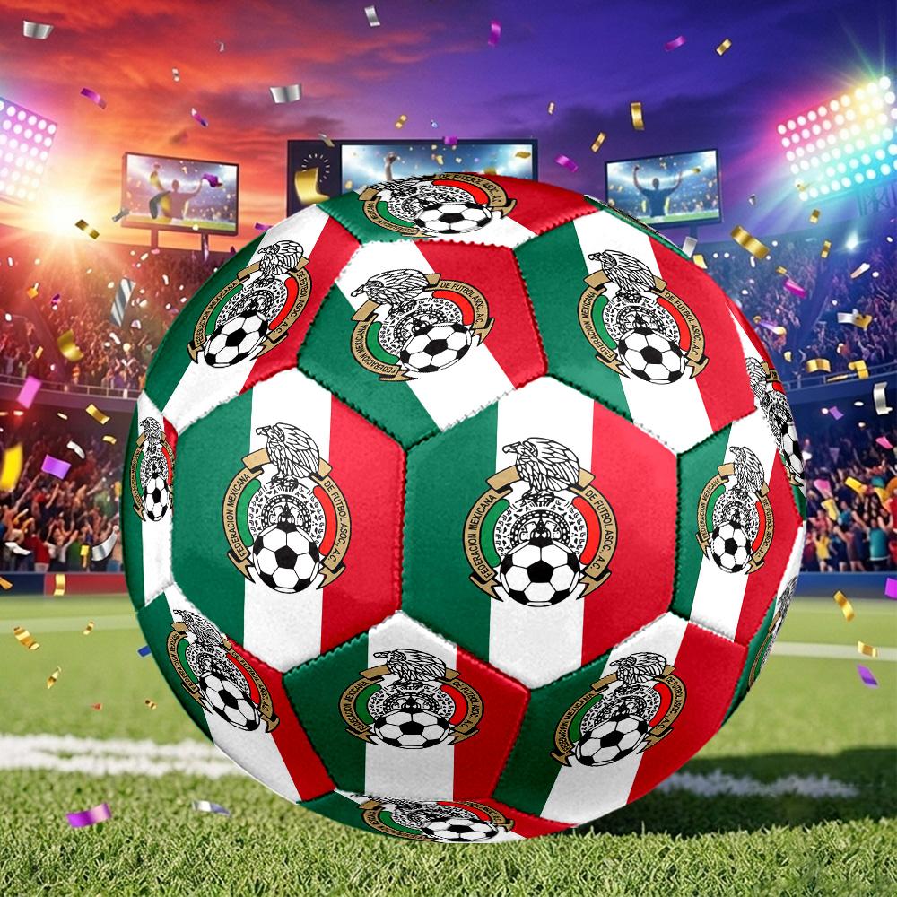 1pc Mexico Soccer Emblem Soccer Ball Size 5, Suitable for Practice Matches/tournament Training,Lightweight and Durable. Mxg7021
