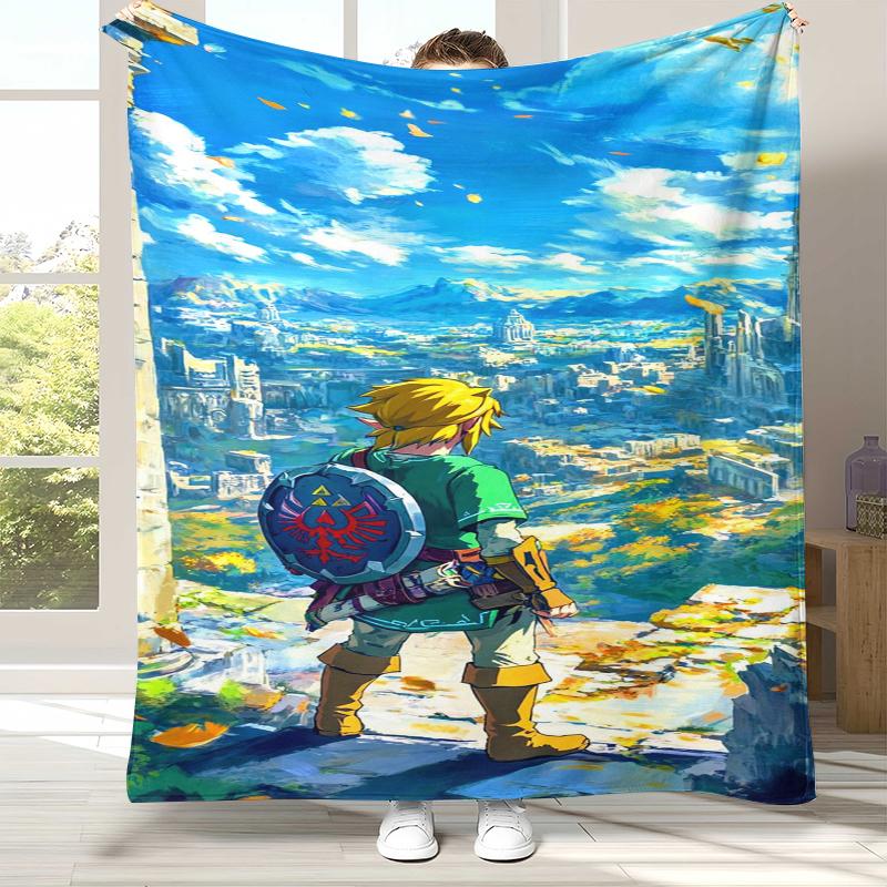 Retro Z-Zelda Cartoon Link Games Flannel Blanket,Ultra Soft Warm Plush Throw for Home Bedroom Bed Sofa Cover Camping Picnic Kid