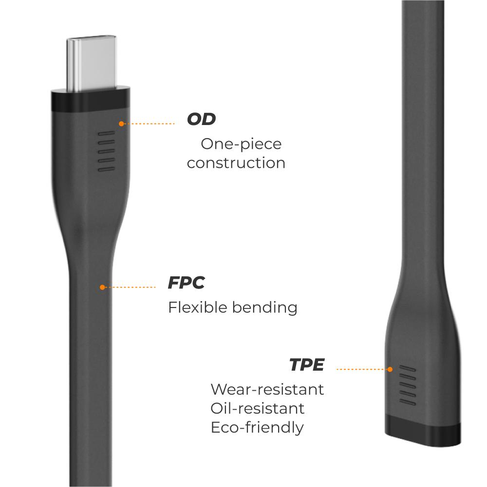 115mm Ultra Short FPC USB-C Cable 180 Rotatable Plug 100W PD Fast Charging 40Gbps 4K60Hz SSD Docking Station