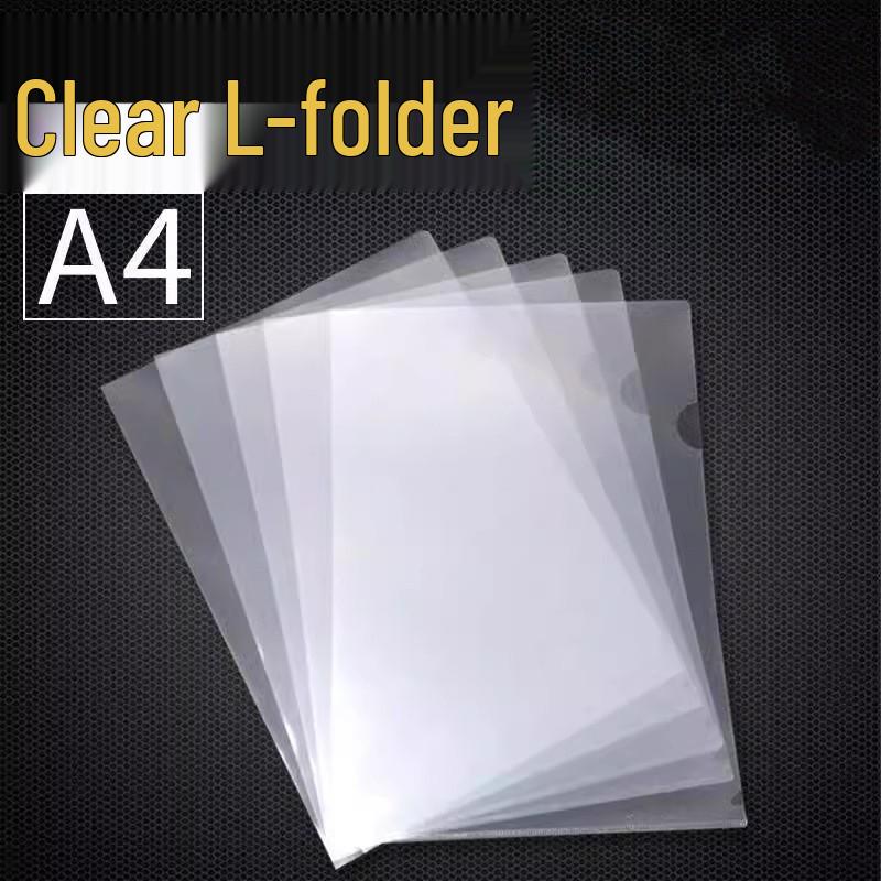 Huanmei L-Shaped A4 Transparent Single-Page File Folder with Custom Logo Option Transparent L-folder