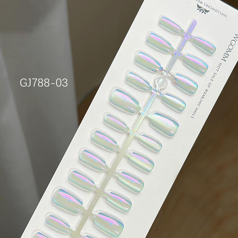 30Pcs/lot Short Press On Nails Aurora Cat Eyes Pure Ballerina Decoration Wearable False Nails Full Cover Nail Tips Art