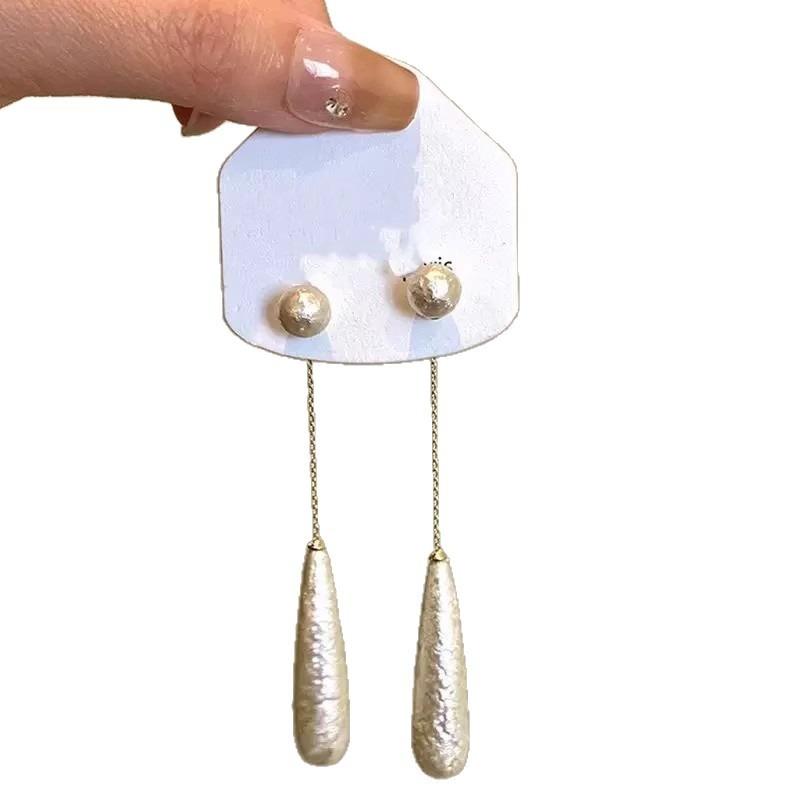 Elegant Textured Water Drop Pearl Two Ways Wearing Earrings For Women