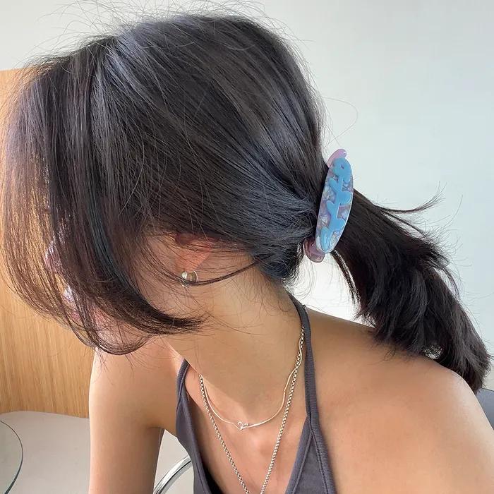 Flower Motive Banana Hair Clip (6color)