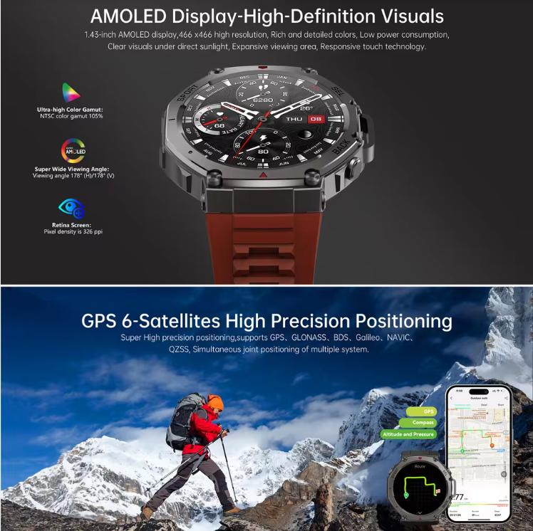 T-Rex 3 Ultra GPS Smart Watch 5 ATM Waterproof Built-in Dual-band GNSS Compass Military Sport Smartwatch Men 2025 New For Xiaomi