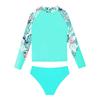 Girls Long Sleeve Swim Set Printed Mock Neck Rash Guard Top Swim Briefs UPF 50 Sun Protective Beach Pool Outfit