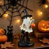 Halloween Ghost Figurine Resin Figurine Vintage Cute Holding Mysterious Witchy Tabletop Display Pumpkin Lantern Statue for Indoor Home Table