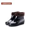 Four Seasons Rain Shoes Men's Medium Tube High Tube Non-slip and Wear-resistant Low Help Cow Reinforcement Sole Fleece Warm Water Shoes Labor Rain Bo