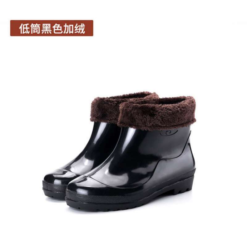 Four Seasons Rain Shoes Men's Medium Tube High Tube Non-slip and Wear-resistant Low Help Cow Reinforcement Sole Fleece Warm Water Shoes Labor Rain Bo