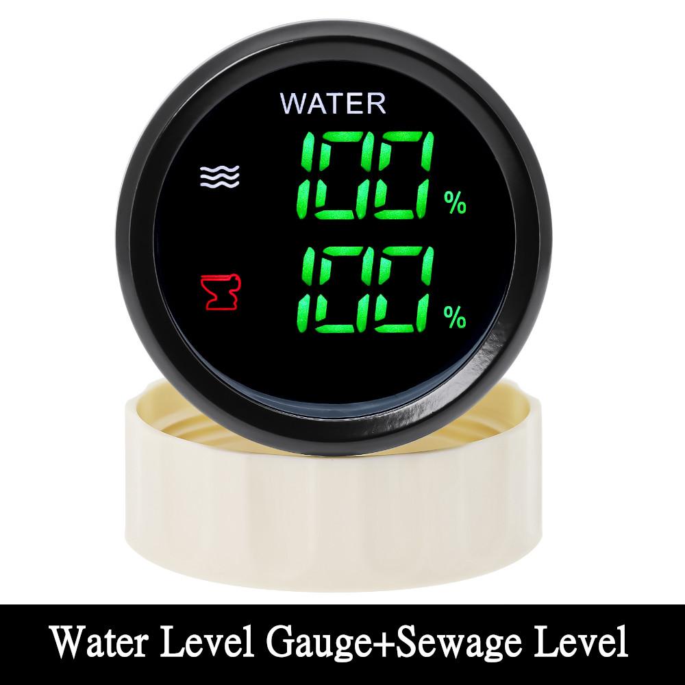 Custom Fuel Level Gauge + Water Temp with Warning Digital Dual 52mm 2 In 1 Gauge for Fuel Level Sensor 0-190ohm Marine Boat Car