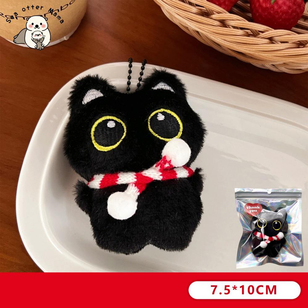 Cute Plush Little Black Cat Doll Keychain Squeaky Versatile Accessory For Girls Ideal For Backpacks Or Keychain Pendants