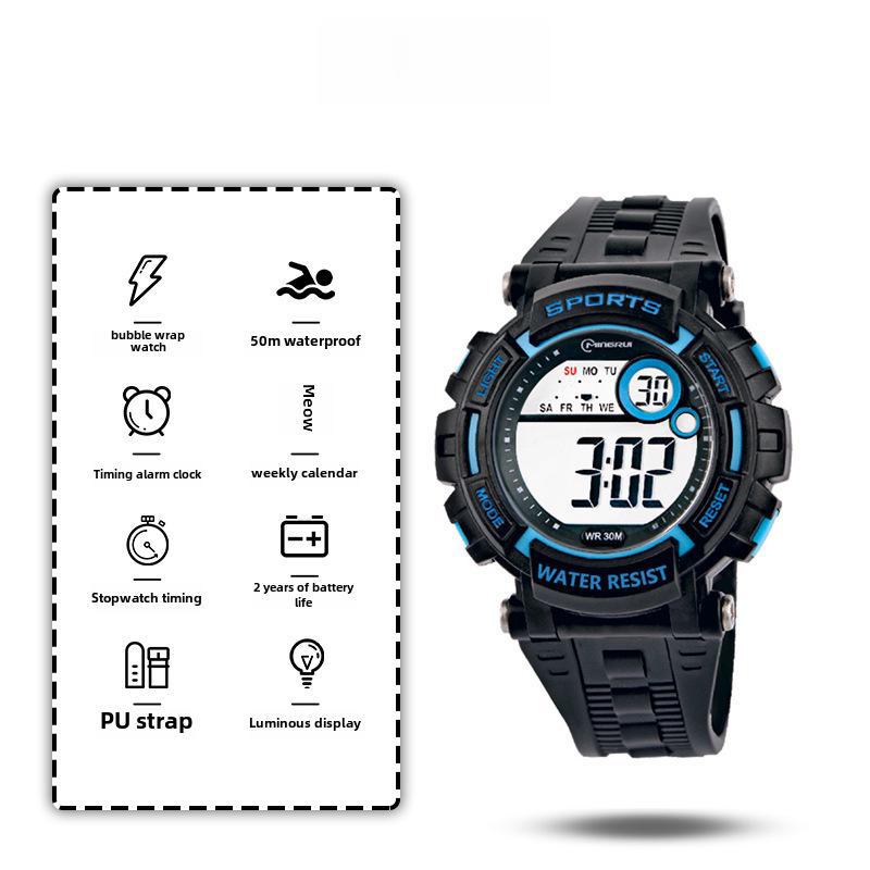 Wodoodporny i wstrząsoodporny zegarek sportowy dla chłopców w wieku gimnazjalnym z alarmem i podświetleniem