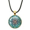 Klassische Lebensblume Seilkette Glasanhänger Halsketten Mandala Elegante und komplexe Muster Halsketten Damen Cabochon Schmuck