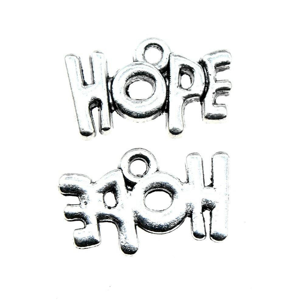 

10шт Надежда Шармы Шармы Античное серебро Цвет Цинковый сплав 19X12mm
