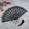 Ancient Style Feather and Lace Cheongsam Fan - Retro Chinese Hanfu Dance Accessory.