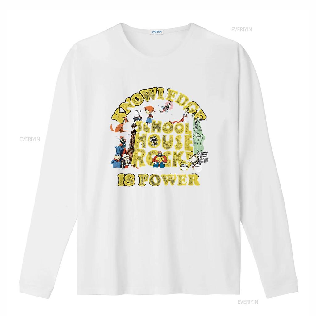 Schoolhouse Rock Knowledge Is Power Logo Group T Shirt Vintage Washed Top For Everyday Wear Casual Stretched Breathable