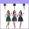 Elegant Bavarian Beer Festival Dress For Women In Vibrant Green And Blue Colors