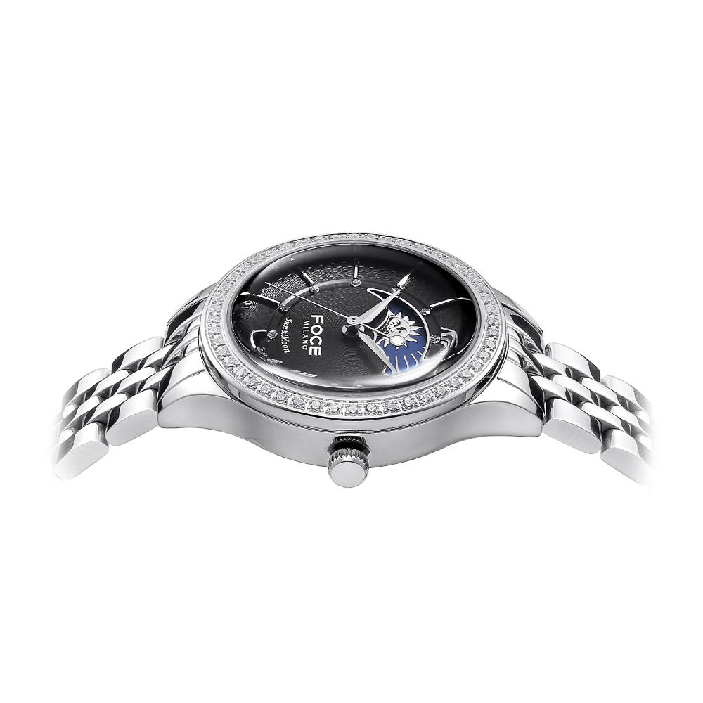 Poche 30Mm Women'S Sun & Moon Metal Watch Fm7602Lm-Bk