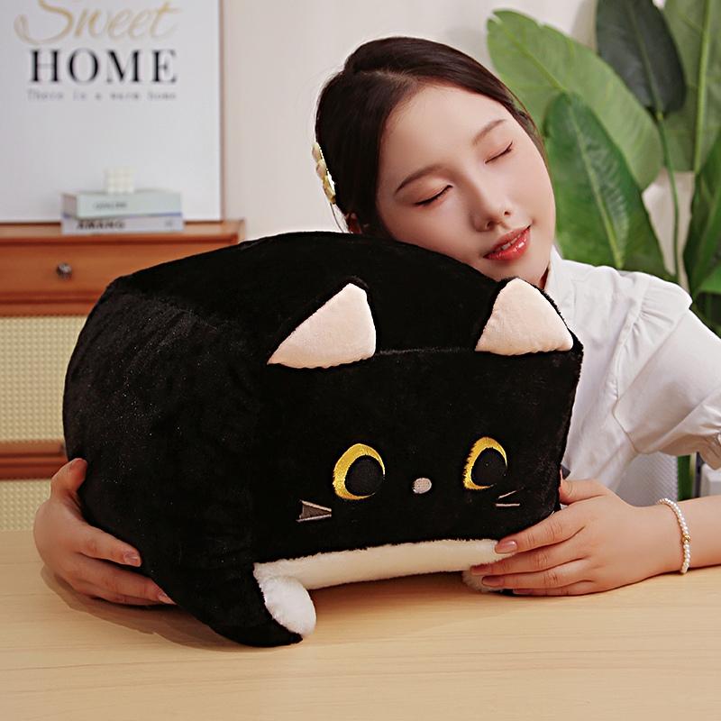 20/30cm Cute Cat Plush Pillow Stuffed Soft Brown Grey White Black Cartoon Kitten Animal Plushie Back Support Cushion Gift