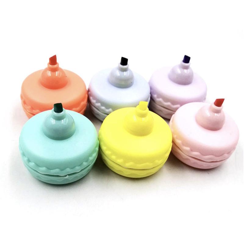 1 sztuka 6 kolorów słodki kawaii makaronik ciastko cukierkowy kolor zakreślacz artykuły biurowe szkolne