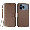 Suitable for iPhone 17E, leather-textured solid color business case, Apple 16 card slot hand strap flip cover protective case
