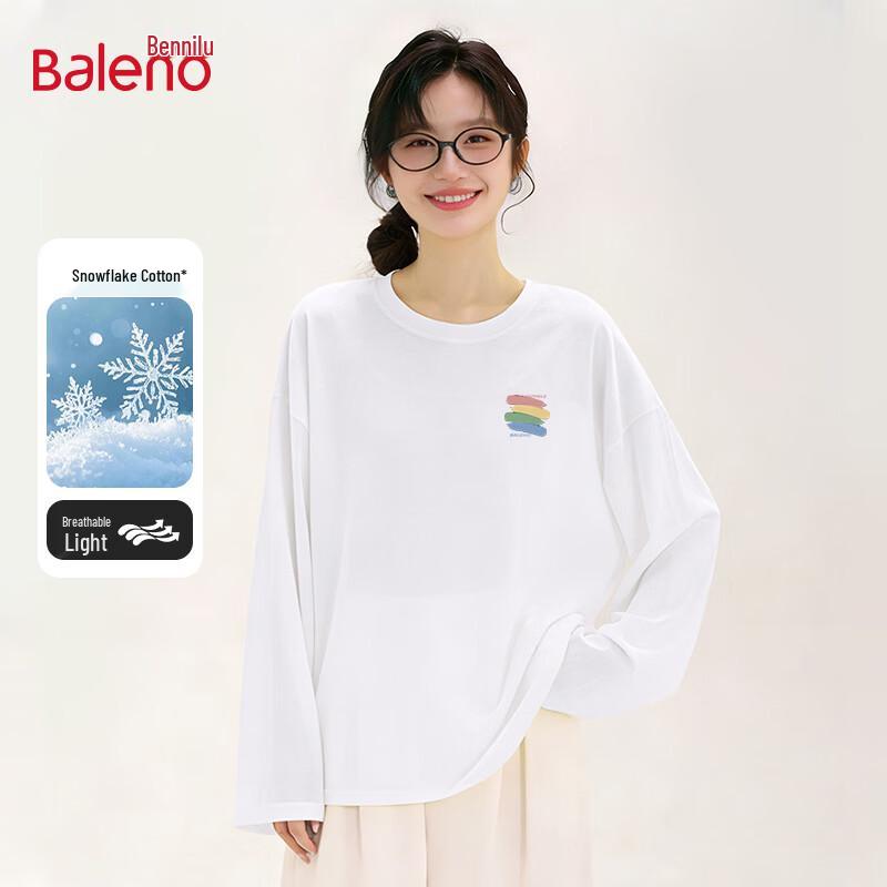 Baleno Women s Sheer Snowflake Cotton Long Sleeve T-Shirt S