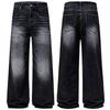 Spring Autumn Men's Vintage Distressed Baggy Straight Jeans High Street Denim Pants Streetwear Male Trousers