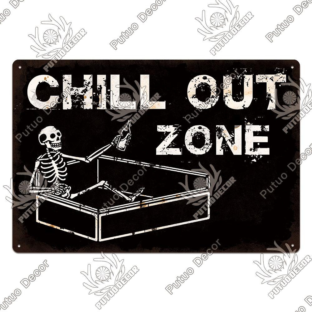 

Putuo Decor Chill Out Zone Metal Signs Vintage Tin Signs Keep Calm Relax for gas station Home Club Game Room Man Cave Wall Decor 20x30cm（7.8x11.8inch）