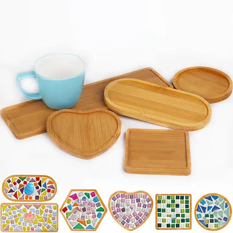 Multi Bambus Skuff Trefat Blomsterkrukke Skuff Kopp Pad Coaster Tallerken Kjøkken Dekorativ tallerken Creative Coaster Kaffekoppmatte