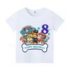 Children's Cartoon Paw Patrol Cotton T-shirt, Numbers 1-9, Short Sleeve, European and American Style