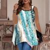 Modische Damen-Freizeit-Sportweste mit Doppelring, Marmorader-Musterdruck, unregelmäßiger Saum, elegant und schlicht