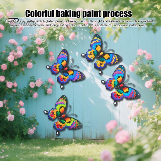 Outdoor Hanging Art Metal Butterfly Wall Decorations, Sculpture Decor, Iron Easy Installation Decor Indoor for Living Room Bedroom Garden Patio Fence