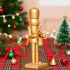 Christmas Nutcracker Figure Christmas Wood Nutcracker Figurine Gold Color Ornaments Tabletop Decoration for Kids Teens Adults