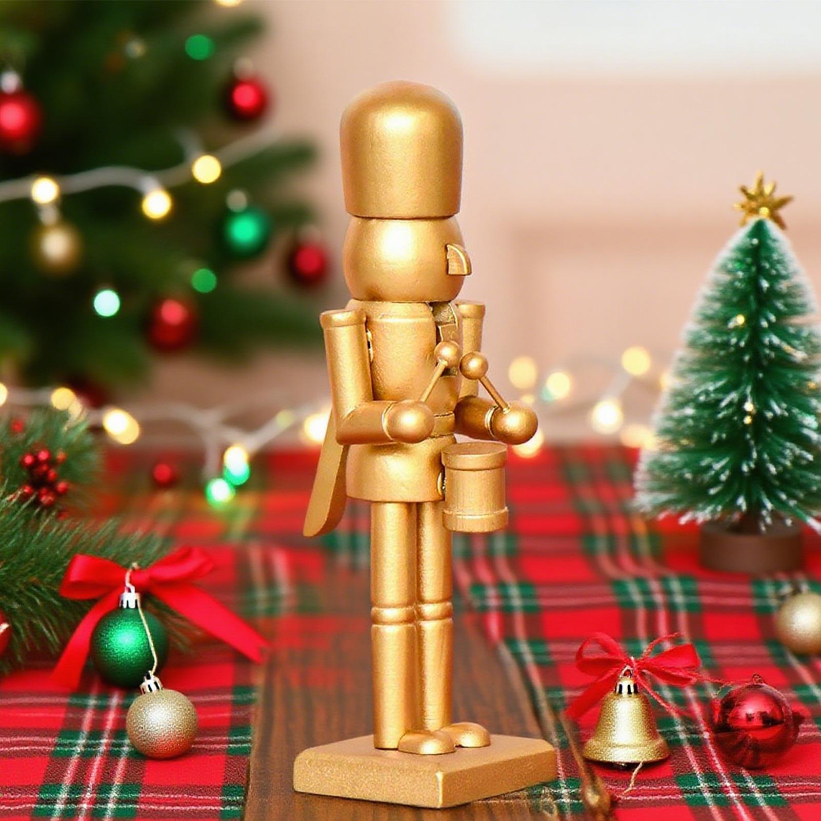 

Christmas Nutcracker Figure Christmas Wood Nutcracker Figurine Gold Color Ornaments Tabletop Decoration for Kids Teens Adults CHINA