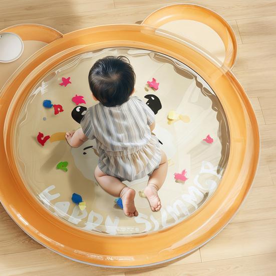 Cartoon Bear Inflatable Cooling Mat Leak-proof PVC Water Pad Cushion Foldable Portable Baby Tummy Time Water Play Mat