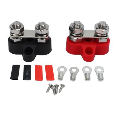 Positive Negative Power Junction Distribution Block 2 Studs Bus Bar Heavy Duty Terminal for Cars RVs ATVs Ships M8 (5