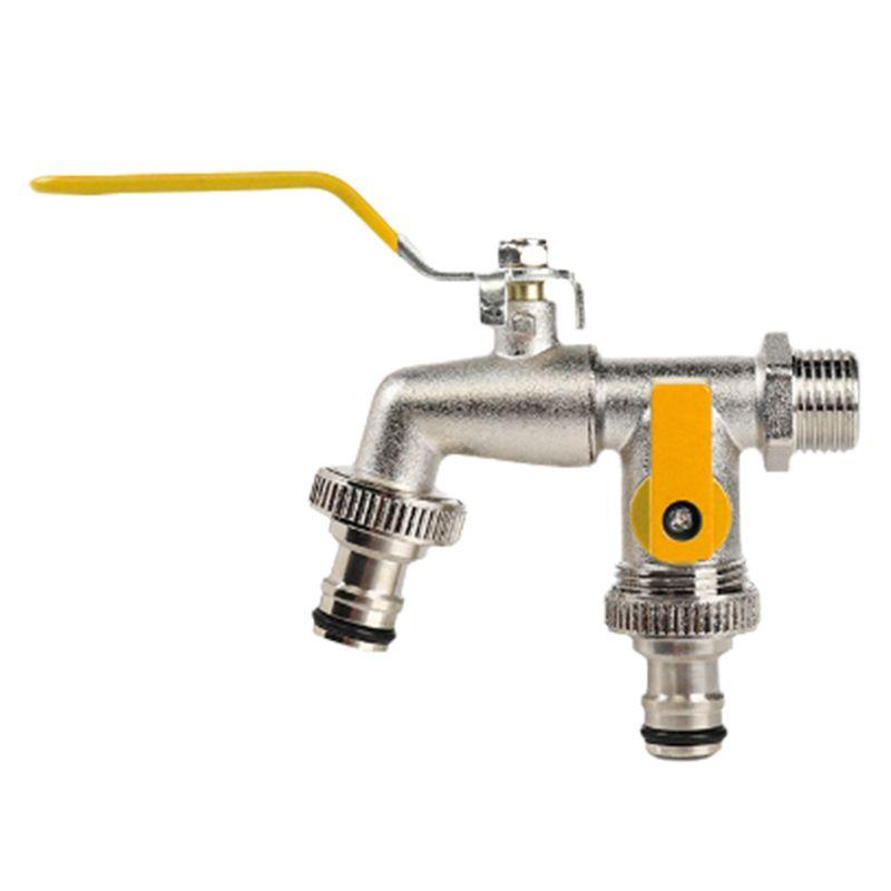 A60zalloy Garden Faucet Dual Control Water Discharge Replacement Adapter Double Nipple Faucet With Handle Easy Turn On/Offmay