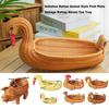 Retro Woven Animal Style Storage Rattan Woven Tea Tray  Restaurant Serving Tabletop Display
